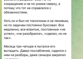 Пришлось увольнять разработчика — 30.09.26 10:43