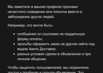 Я потерял доступ к своему Аккаунту на Авито. Поддержка назвала пункты правил, но не смогла объяснить, что я именно сделал — 23.09.26 06:18