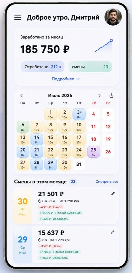 Приложение для учёта смен - 20.09.26 22:19