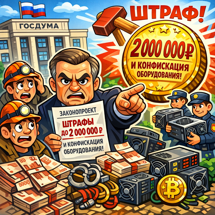 &laquo;Майнеров прижмут рублём&raquo;: в Госдуму внесли законопроект о штрафах до 2 млн рублей и конфискации оборудования - 20.01.26 07:37
