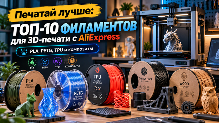 Пополняем запасы: ТОП-10 филаментов для 3D-печати с AliExpress - PLA, PETG, TPU и композиты - 02.10.26 12:03