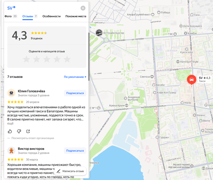 Как Яндекс Бизнес покрывает недобросовестную конкуренцию и топит рейтинг честного такси в Евпатории - 30.05.26 11:18