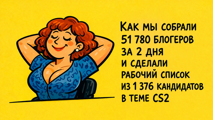 Как мы собрали 51 780 блогеров за 2 дня и сделали рабочий список из 1 376 кандидатов в теме CS2 - 27.03.26 14:15